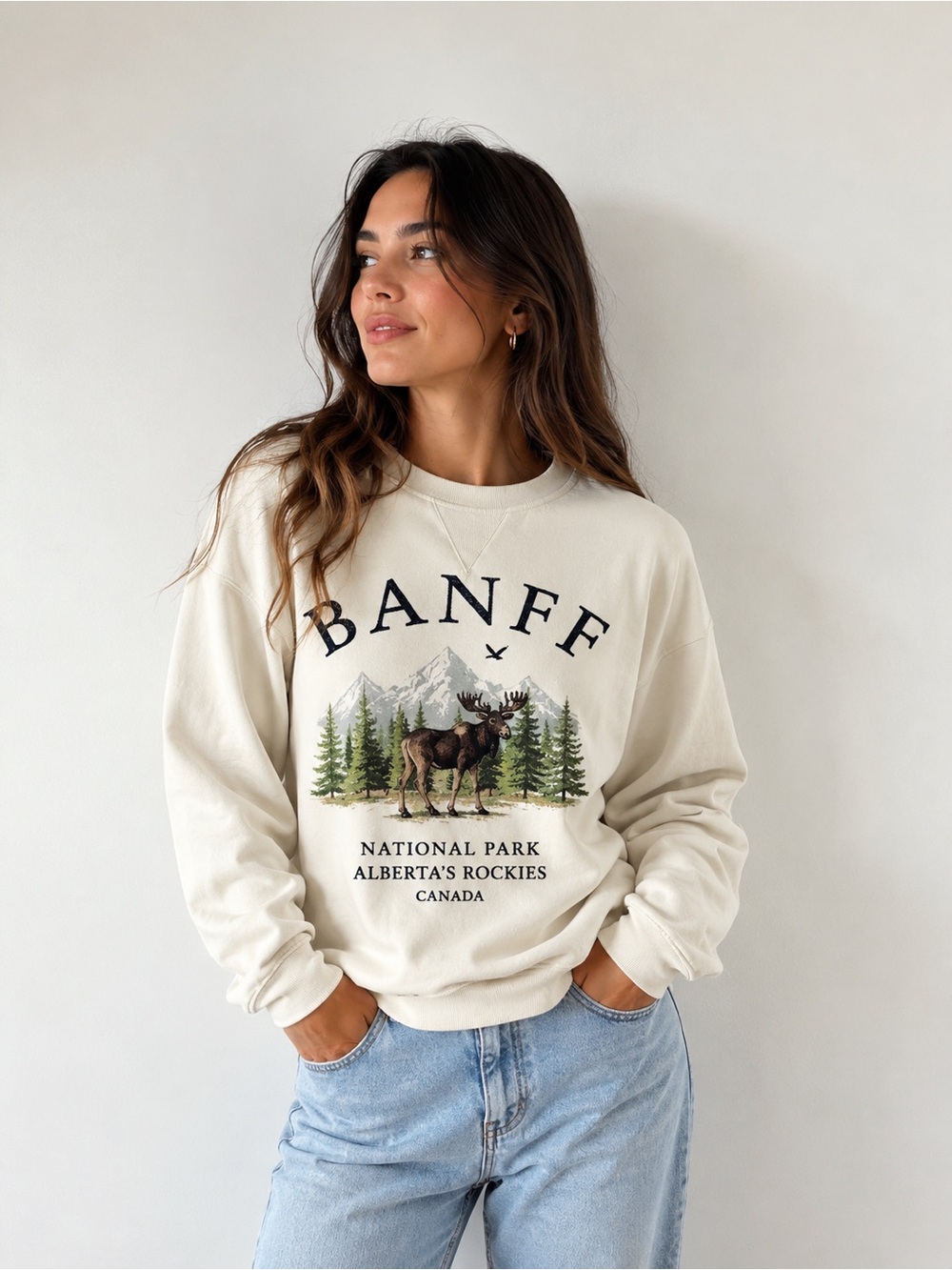 TRDMRK Banff National Park Moose Graphic Crewneck Sweatshirt M/M